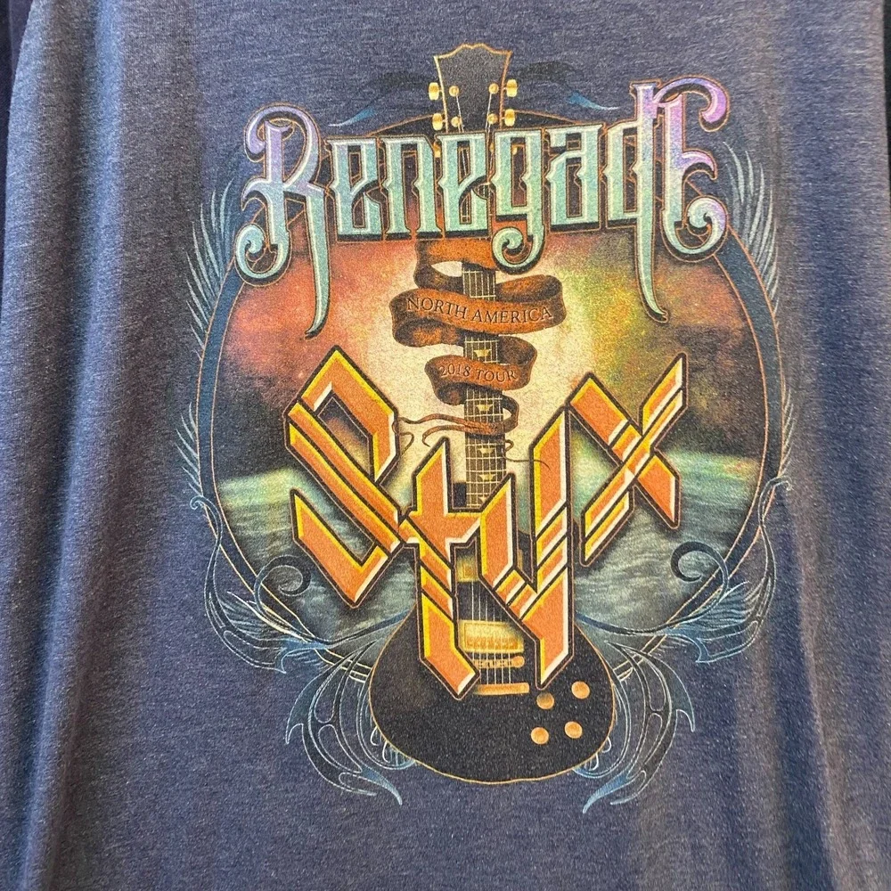 Tultex Styx T-Shirt L Blue Renegade 2018 Tour Raglan 3/4 Sleeve